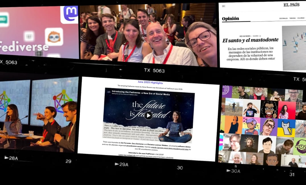 a collage showing highlights from this month - mainly about my Fedi promo video